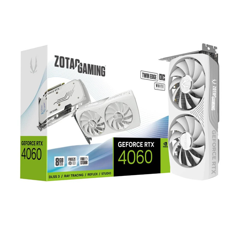 Zotac Gaming GeForce RTX 4060 8GB Twin Edge OC GDDR6 Graphics Card ZT-D40600Q-10M - White - كرت الشاشة